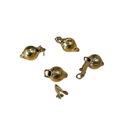 4x Clasp gold colour round with slide in catch, 13mm