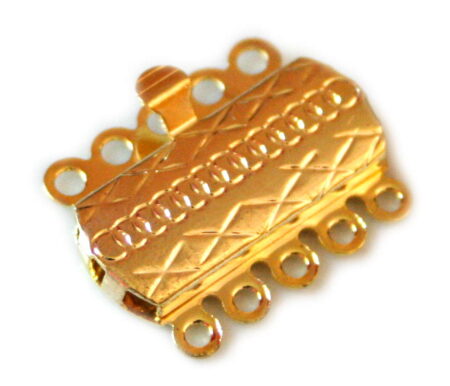 2x Gold colour clasp, 5 string, size 20 x 15 mm-0