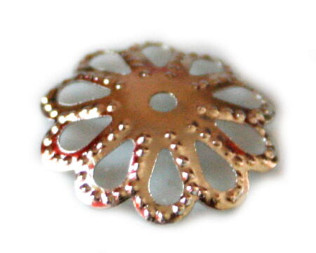 20 x Silver flower pattern beadcap, 14mm-0