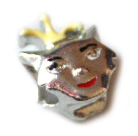 2x Cloisonne clown bead, silver colour, 11mm-0