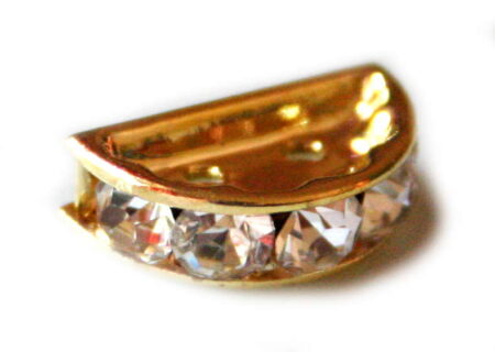 Slider (uxvd) half moon gold color 12mm with 2 holes. Perf-0