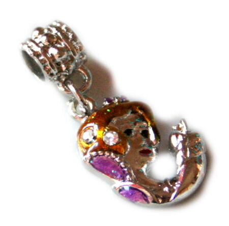 Gold and purple cloisonne princess pendant. Silver base colour -0