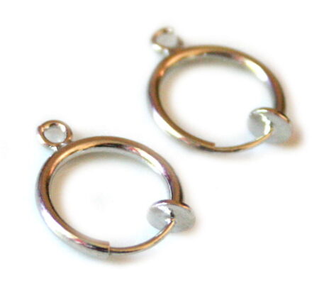 Clip-on Spring Earring Component 1 x Pair. Silver colour. 13mm-0