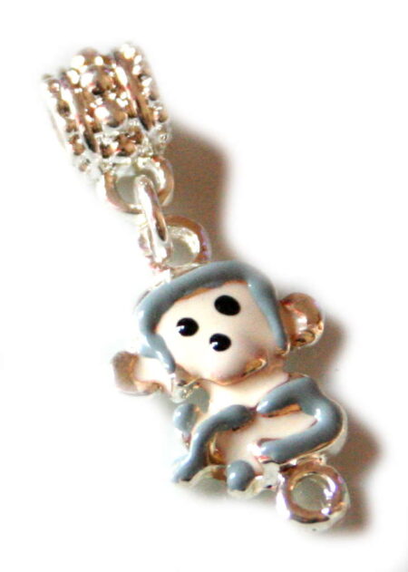 Grey and white monkey pendant. 22mm.-0