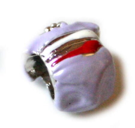 2x Pandora Silver and lilac shirt bead 10mm.-0