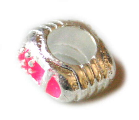 2x Pink cloisonne pandora bead 10mm-0
