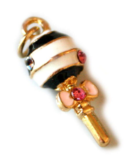 Black, white and pink pandora cloisonne charm 25mm.-0