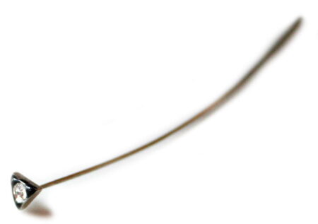 Silver coloured head pin with black triangular head and diamante. 72mm. Each.-0
