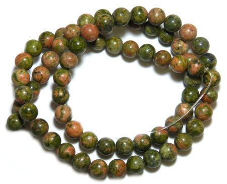 Unakite bead string, 6mm, Round, 40cm