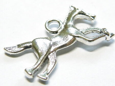 Running Horse Charm, 12x20mm - Nickel Silver