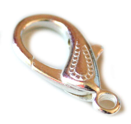 2x Lobster clasp in bright metal silver, 30mm-0