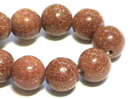 Goldstone bead string, round, 6mm, 40cm