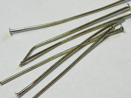 50 x Head pin, flat head 30mm Dull Silver