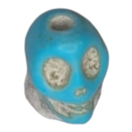 Howlite skull bead, blue, 12mm