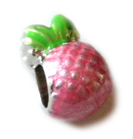 Pandora bead with pink strawberry design 10mm-0