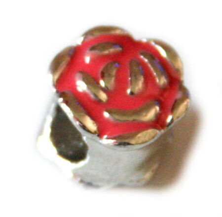Pandora bead with Red rose design 10mm-0