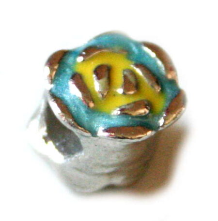 Pandora bead with blue and yellow flower design 10mm-0