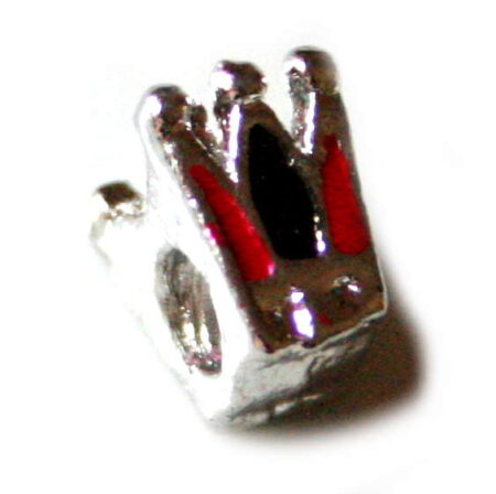 Pandora bead with red and black crown design 10mm-0