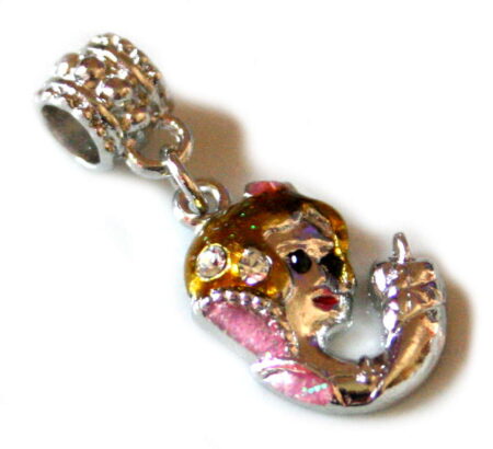 Amber colored rhinestone lady pendant, 13mm-0