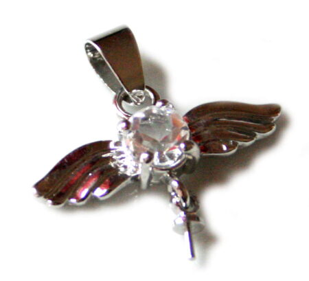 Rhinestone with wings pendant, 25mm wide-0