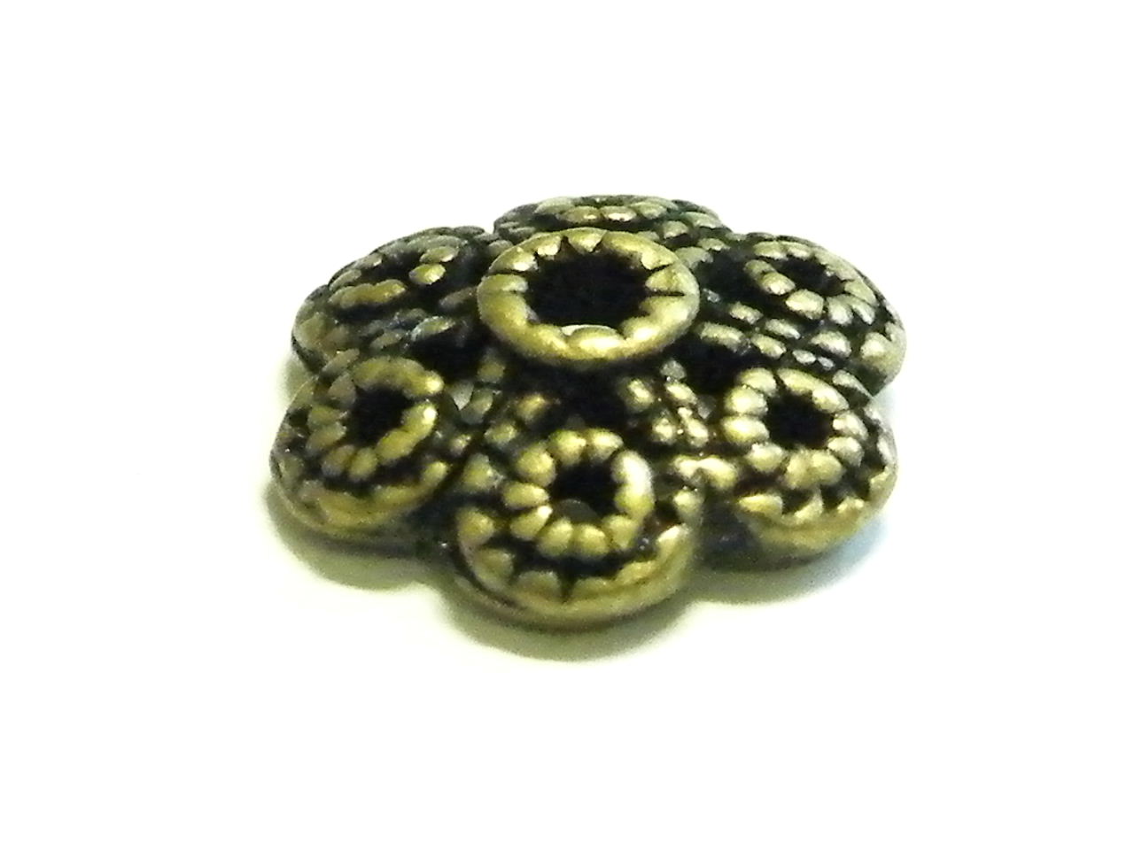Packet of 10 bead caps, bronze color, flower, 7mm
