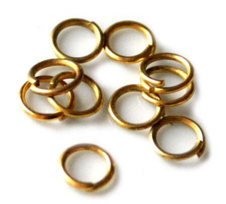 Packet of 10 Jumprings, gold color, 6mm, 0.8mm thick-0