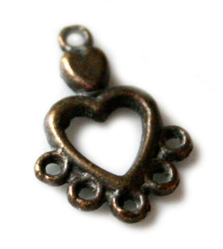 1-5 connector in bronze color, Heart 19x13mm-0