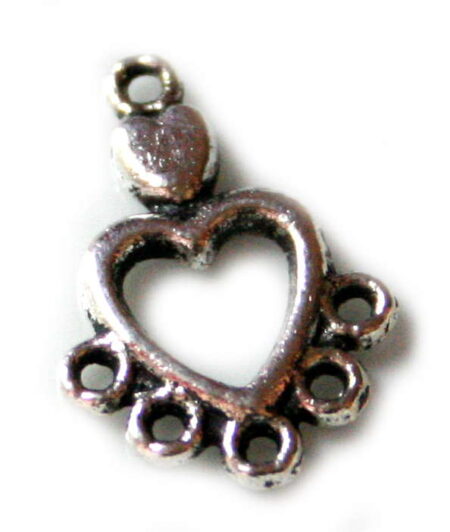 1-5 connector in solver color, Heart 19x13mm