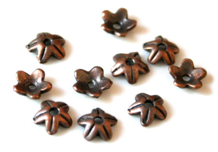 Packet of 10 bead caps simple flower design, bronze color, 8.5mm-0