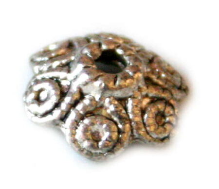 4 x Bead cap flower design, silver color, 11mm-0