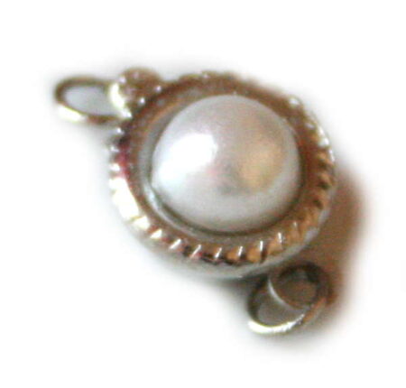 2x Round box clasp with pearl 10mm-0