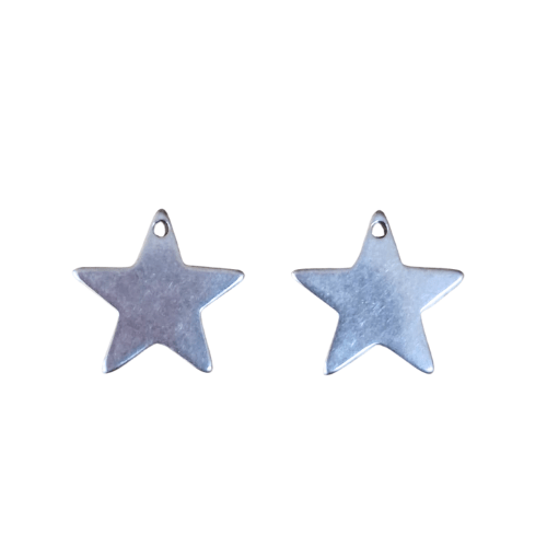 2 x Star charm in stainless steel 12mm