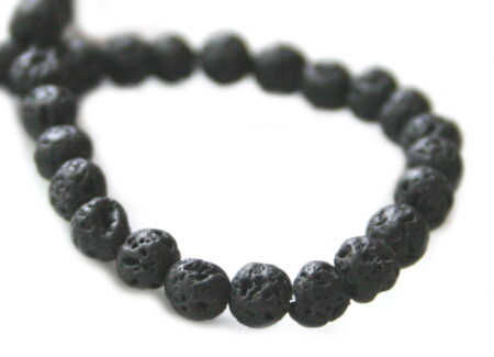 Black Lava bead string, 4mm, round, 40cm