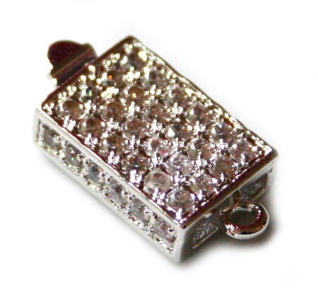Silver colored box clasp, rectangular design, 20mm, nickel free