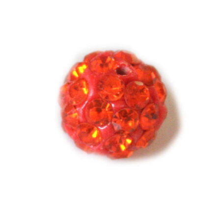 Rhinestone bead, orange, 10mm