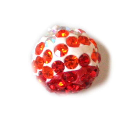Ombre rhinestone bead, red / orange, 12mm