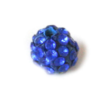 Rhinestone bead, blue, 8mm