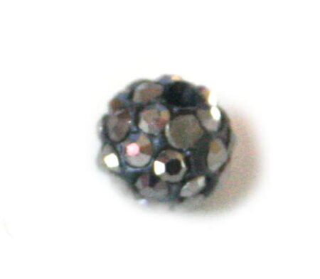 Rhinestone bead, black, 6mm