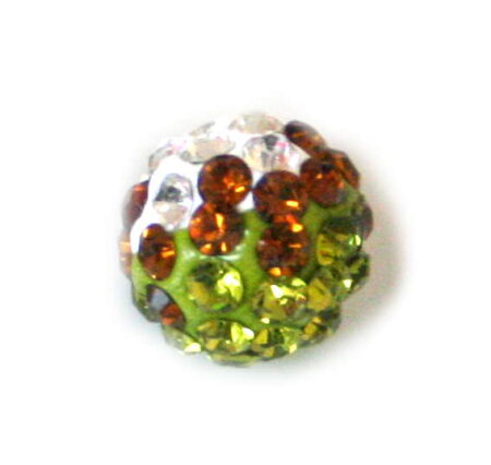 Ombre rhinestone bead, brown / green, 10mm
