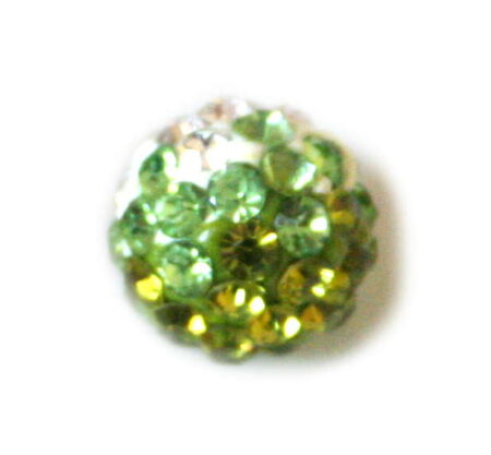 Ombre rhinestone bead, green, 10mm