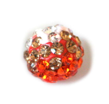 Ombre rhinestone bead, orange / brown, 10mm