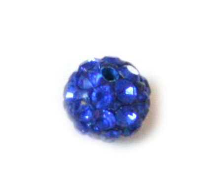 Rhinestone bead, blue, 6mm