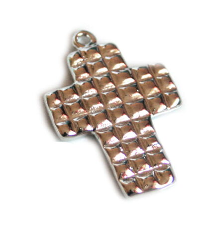 Cross pendant, nickel silver, squares design, 30mm