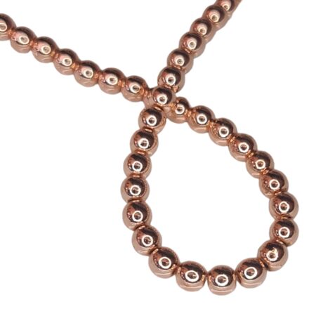 Hematite bead string, rose gold, 6mm, 40cm