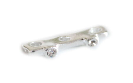 2 x Nickel free spacer w rhinestones, 3 hole, bright silver, 15mm