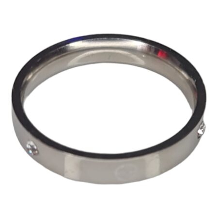 Stainless steel rhinestone ring, size 20