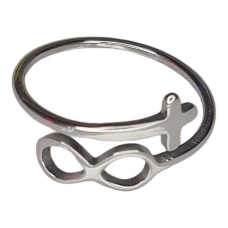 Stainless steel infinity cross ring, adjustable