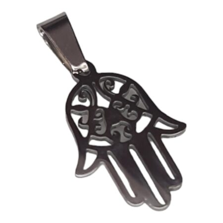 Hamsa hand pendant, Stainless Steel, 30mm incl. bail