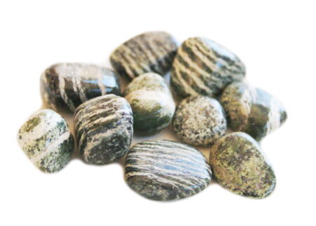 Green Zebra Jasper tumble, 15-20mm