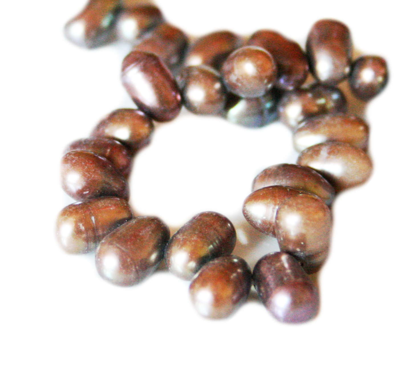 Puce freshwater pearl string, side-drilled, ringed potato, 8-9mm, 35cm